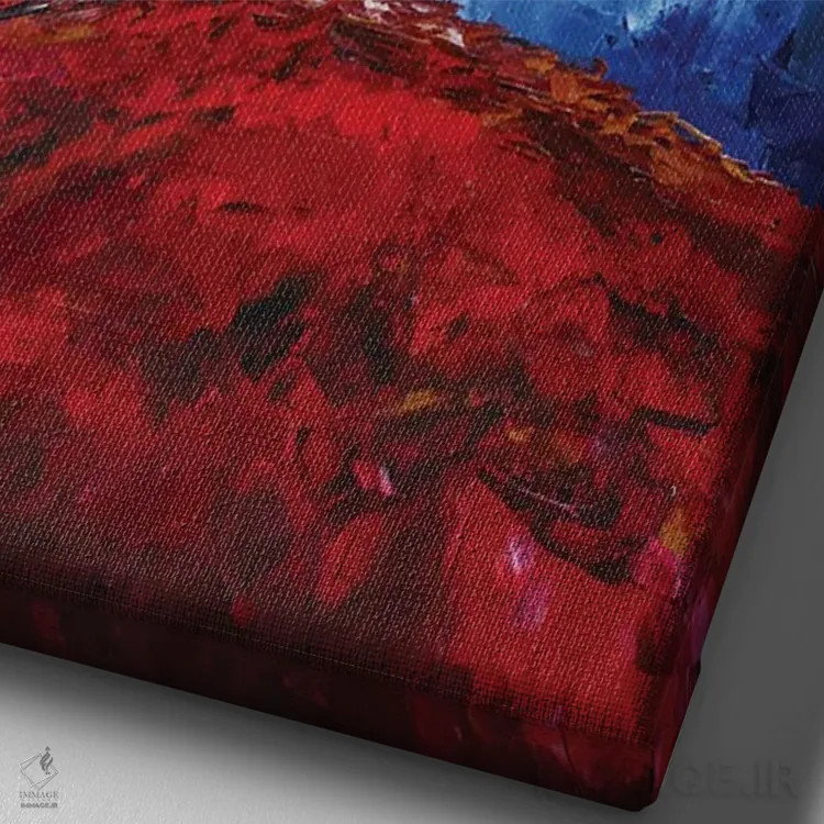 تابلو دکوراتیو زیر درخت سرخ اثر اوگنیا اسمیرنوا - نمای نزدیک بافت بوم