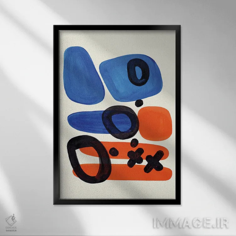 تابلو مینیمال خطر نارنجی اثر ان شیپ - نمای قابدار مشکی