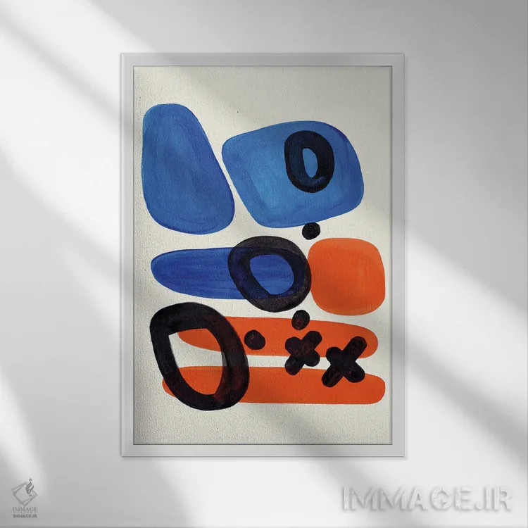 تابلو مینیمال خطر نارنجی اثر ان شیپ - نمای قابدار سفید