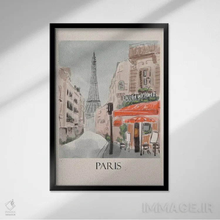 تابلو دکوراتیو به پاریس خوش آمدید اثر اوگنیا اسمیرنوا - نمای قابدار مشکی