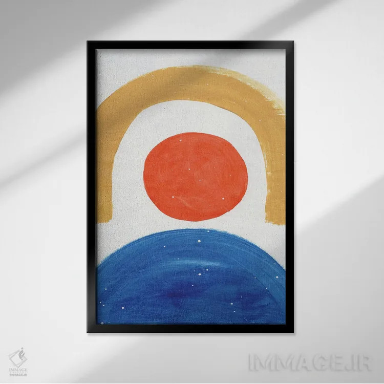 تابلو مینیمال تابش آفتاب بر دریا اثر ان شیپ - نمای قابدار مشکی