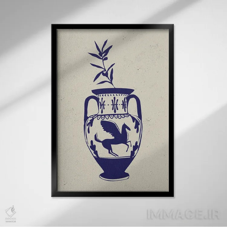 تابلو دکوراتیو گلدان یونانی اثر اوگنیا اسمیرنوا - نمای قابدار مشکی