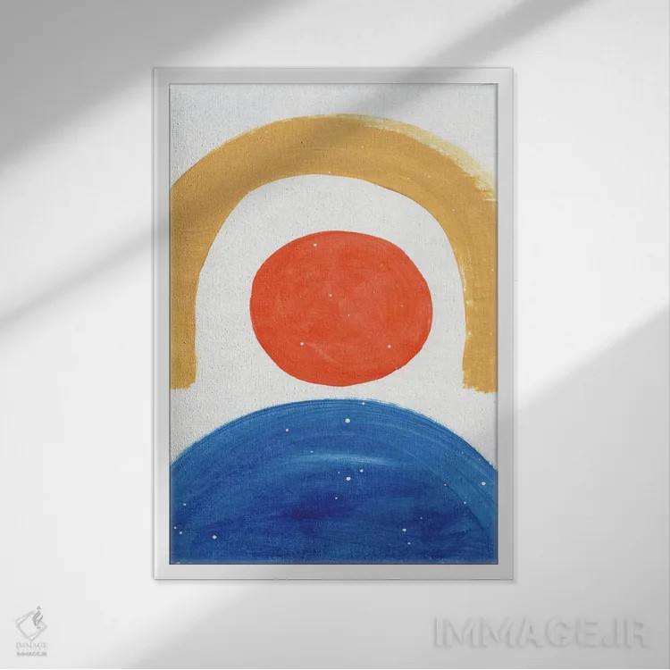 تابلو مینیمال تابش آفتاب بر دریا اثر ان شیپ - نمای قابدار سفید