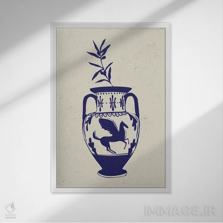 تابلو دکوراتیو گلدان یونانی اثر اوگنیا اسمیرنوا - نمای قابدار سفید