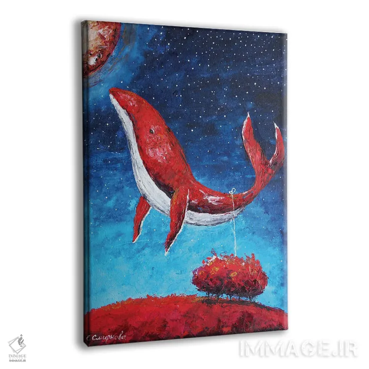 تابلو دکوراتیو نهنگ قرمز اثر اوگنیا اسمیرنوا - نمای پرسپکتیو محصول