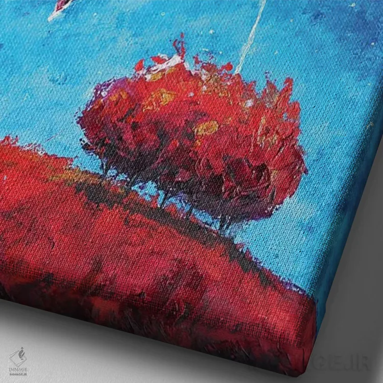 تابلو دکوراتیو نهنگ قرمز اثر اوگنیا اسمیرنوا - نمای نزدیک بافت بوم