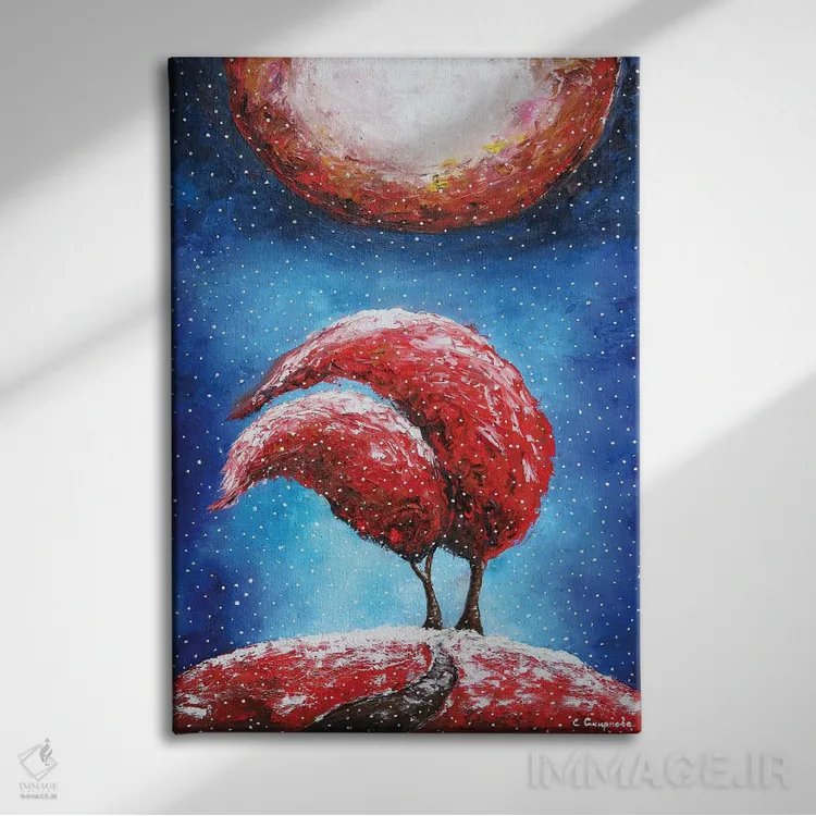 تابلو دکوراتیو برف در حال بارش اثر اوگنیا اسمیرنوا - نمای روبهرو روی دیوار