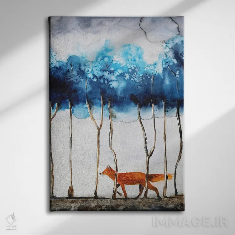 تابلو دکوراتیو در جنگل آبی اثر اوگنیا اسمیرنوا - نمای روبهرو روی دیوار