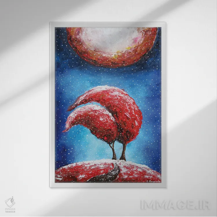 تابلو دکوراتیو برف در حال بارش اثر اوگنیا اسمیرنوا - نمای قابدار سفید