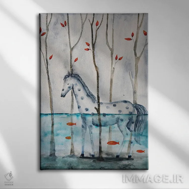 تابلو دکوراتیو اسب زمستانی اثر اوگنیا اسمیرنوا - نمای روبهرو روی دیوار