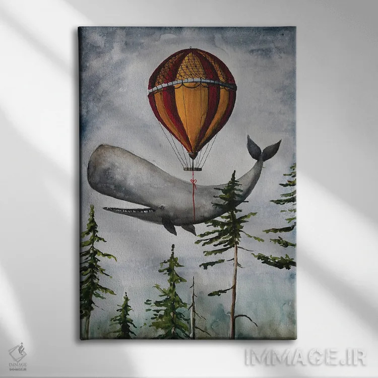 تابلو دکوراتیو نهنگ به سبک قدیمی اثر اوگنیا اسمیرنوا - نمای روبهرو روی دیوار