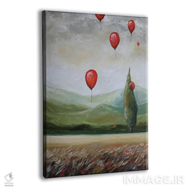 تابلو دکوراتیو منظره با بادکنک های قرمز اثر اوگنیا اسمیرنوا - نمای پرسپکتیو محصول