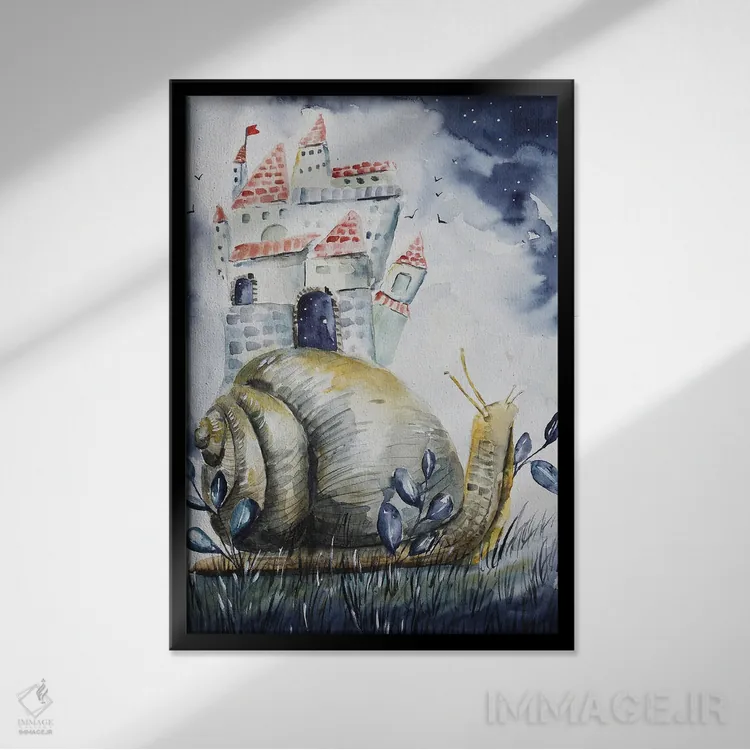 تابلو دکوراتیو حلزون اثر اوگنیا اسمیرنوا - نمای قابدار مشکی