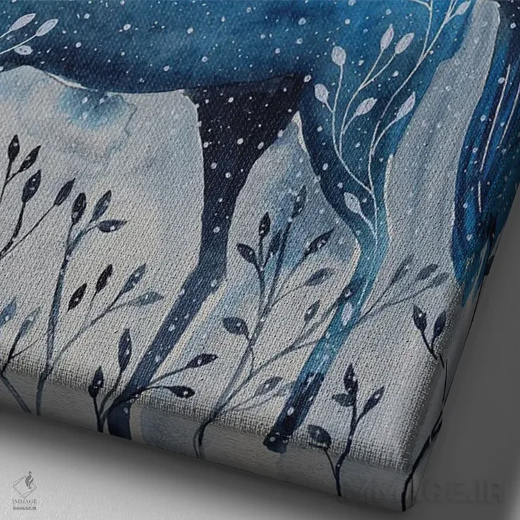 تابلو دکوراتیو اسب آبی اثر اوگنیا اسمیرنوا - نمای نزدیک بافت بوم