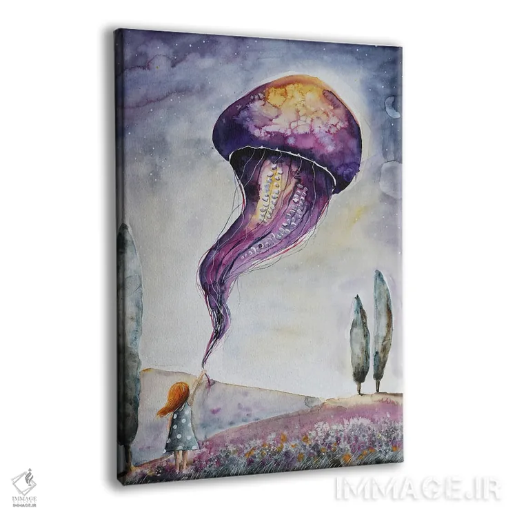 تابلو دکوراتیو عروس دریایی بنفش اثر اوگنیا اسمیرنوا - نمای پرسپکتیو محصول