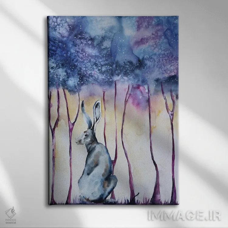 تابلو دکوراتیو در جنگل شبانه اثر اوگنیا اسمیرنوا - نمای روبهرو روی دیوار