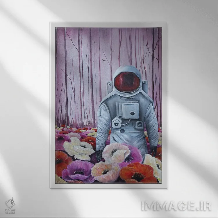 تابلو دکوراتیو فضانورد اثر اوگنیا اسمیرنوا - نمای قابدار سفید