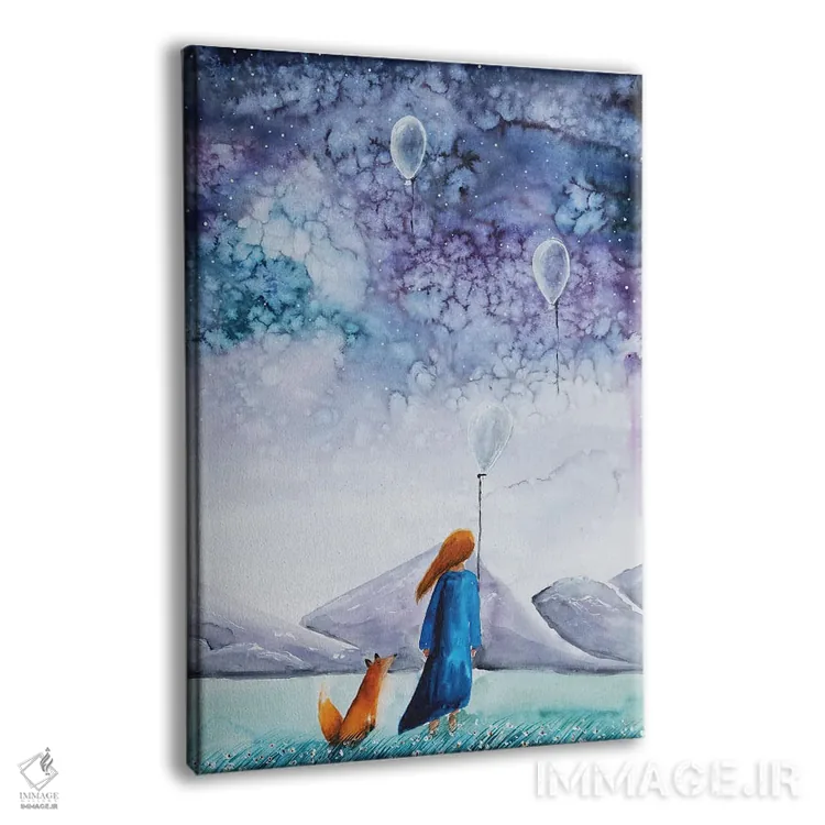 تابلو دکوراتیو دختر و روباه اثر اوگنیا اسمیرنوا - نمای پرسپکتیو محصول