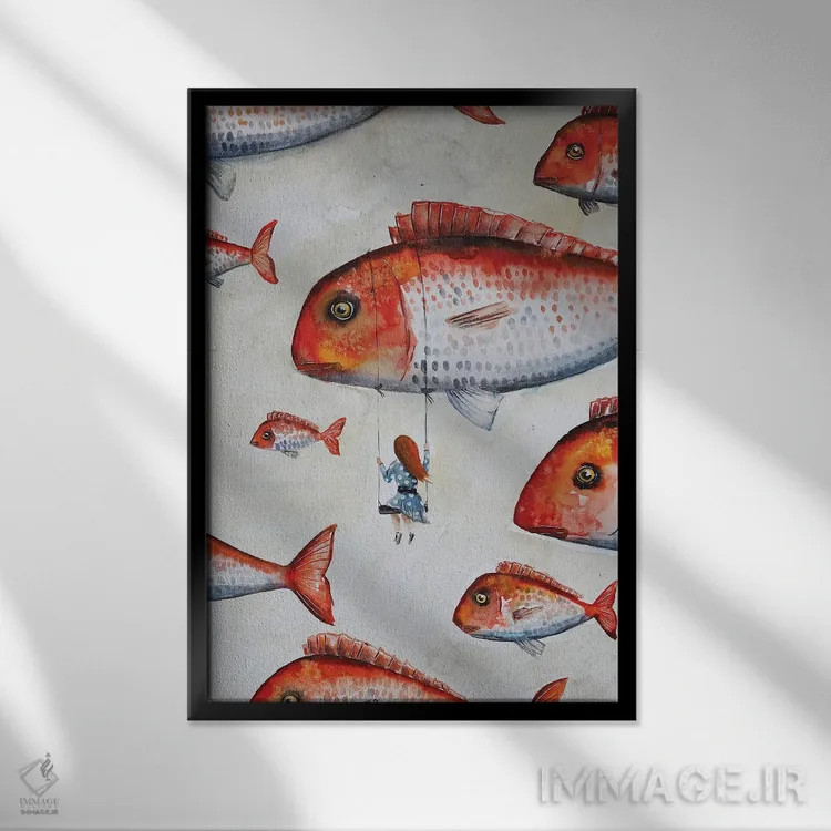 تابلو دکوراتیو روی تاب اثر اوگنیا اسمیرنوا - نمای قابدار مشکی