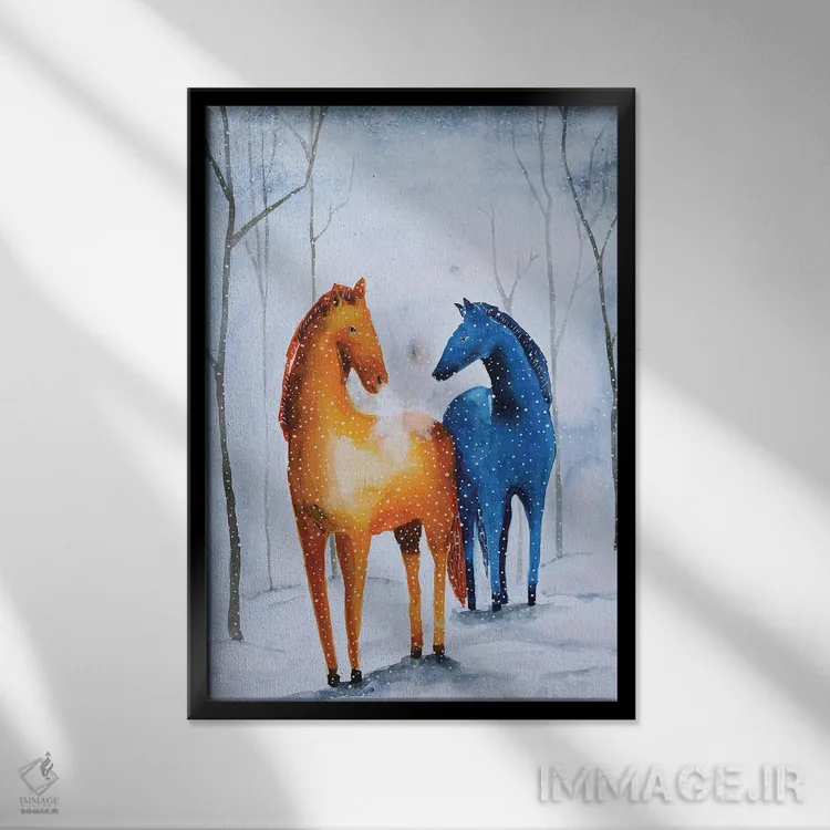 تابلو دکوراتیو در جنگل زمستانی اثر اوگنیا اسمیرنوا - نمای قابدار مشکی