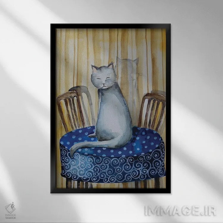 تابلو دکوراتیو گربه اثر اوگنیا اسمیرنوا - نمای قابدار مشکی