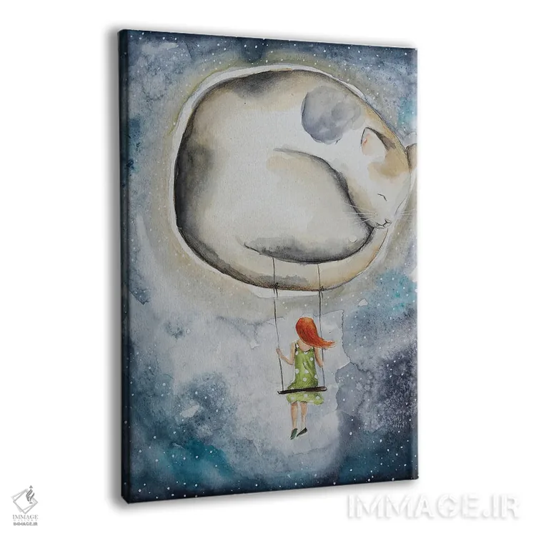 تابلو دکوراتیو ماه و گربه اثر اوگنیا اسمیرنوا - نمای پرسپکتیو محصول