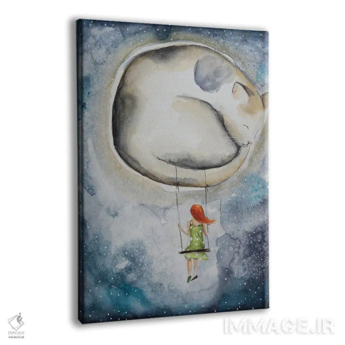 تابلو دکوراتیو ماه و گربه اثر اوگنیا اسمیرنوا - نمای پرسپکتیو محصول