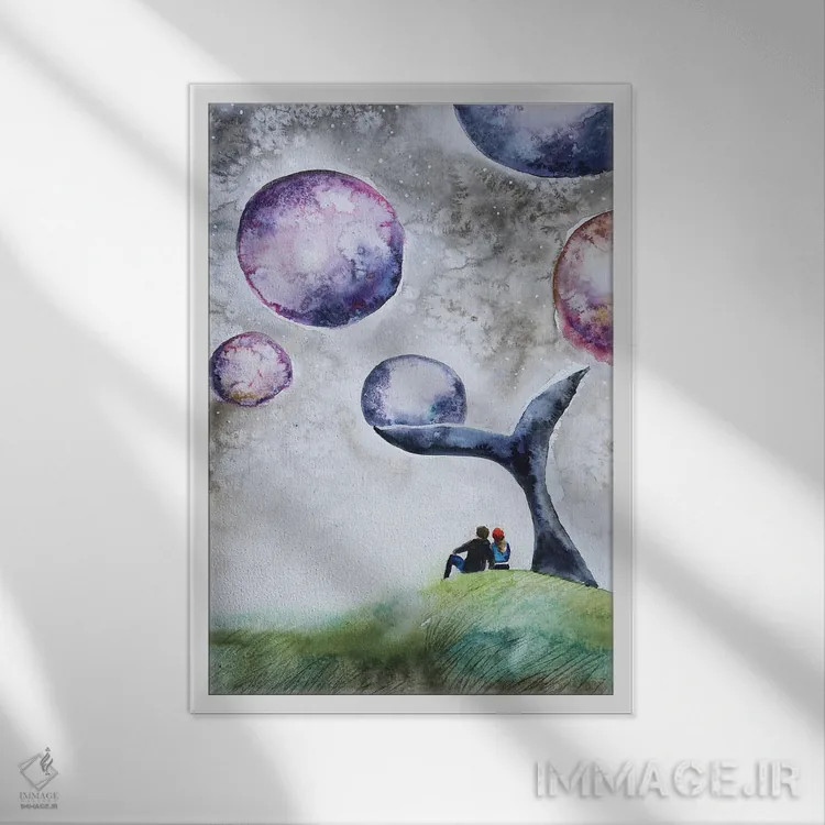 تابلو دکوراتیو زیر دم نهنگ اثر اوگنیا اسمیرنوا - نمای قابدار سفید