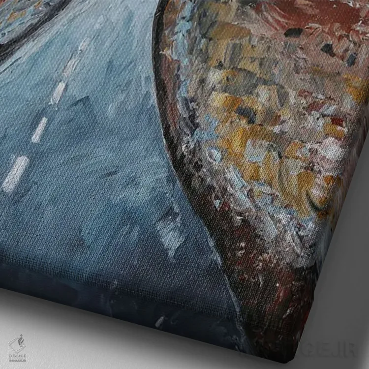 تابلو دکوراتیو نهنگ در کوهستان اثر اوگنیا اسمیرنوا - نمای نزدیک بافت بوم