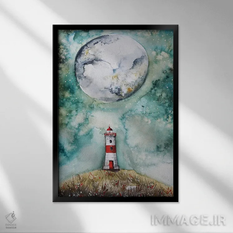 تابلو دکوراتیو آسمان سبز اثر اوگنیا اسمیرنوا - نمای قابدار مشکی