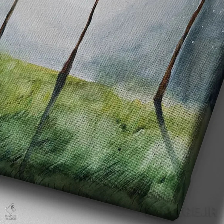 تابلو دکوراتیو درختان قرمز اثر اوگنیا اسمیرنوا - نمای نزدیک بافت بوم