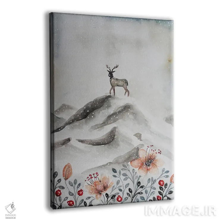 تابلو دکوراتیو گوزن روی کوه اثر اوگنیا اسمیرنوا - نمای پرسپکتیو محصول