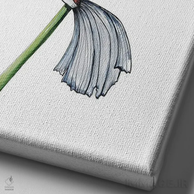 تابلو دکوراتیو گل صدتومانی و ماهی کوی اثر اوگنیا اسمیرنوا - نمای نزدیک بافت بوم