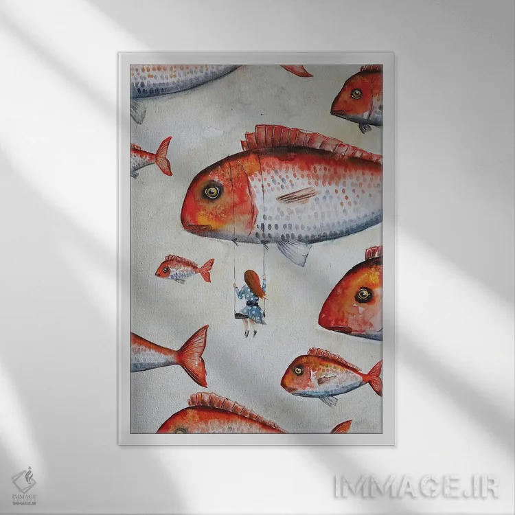 تابلو دکوراتیو روی تاب اثر اوگنیا اسمیرنوا - نمای قابدار سفید