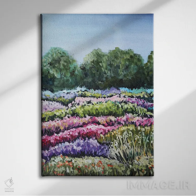 تابلو دکوراتیو مزرعه گل اثر اوگنیا اسمیرنوا - نمای روبهرو روی دیوار