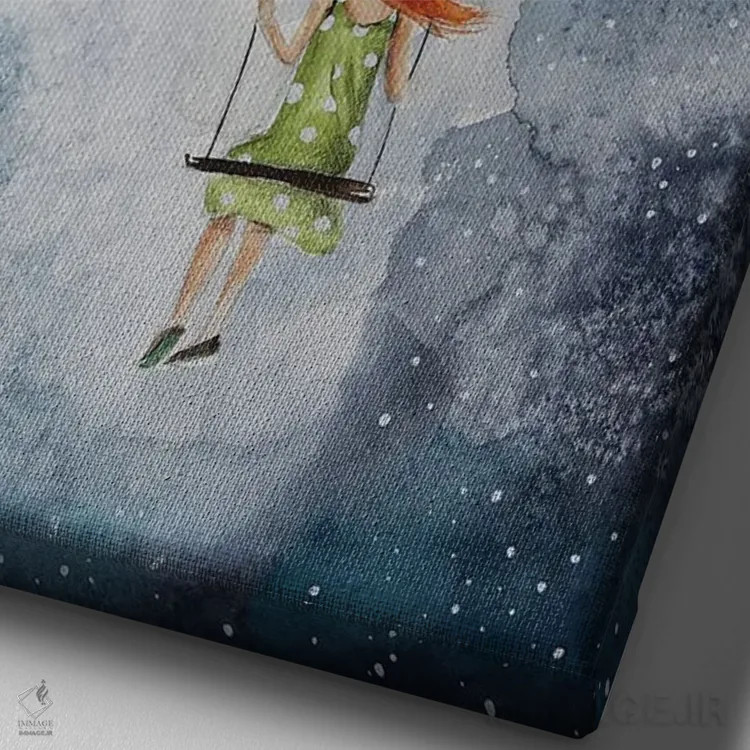 تابلو دکوراتیو ماه و گربه اثر اوگنیا اسمیرنوا - نمای نزدیک بافت بوم