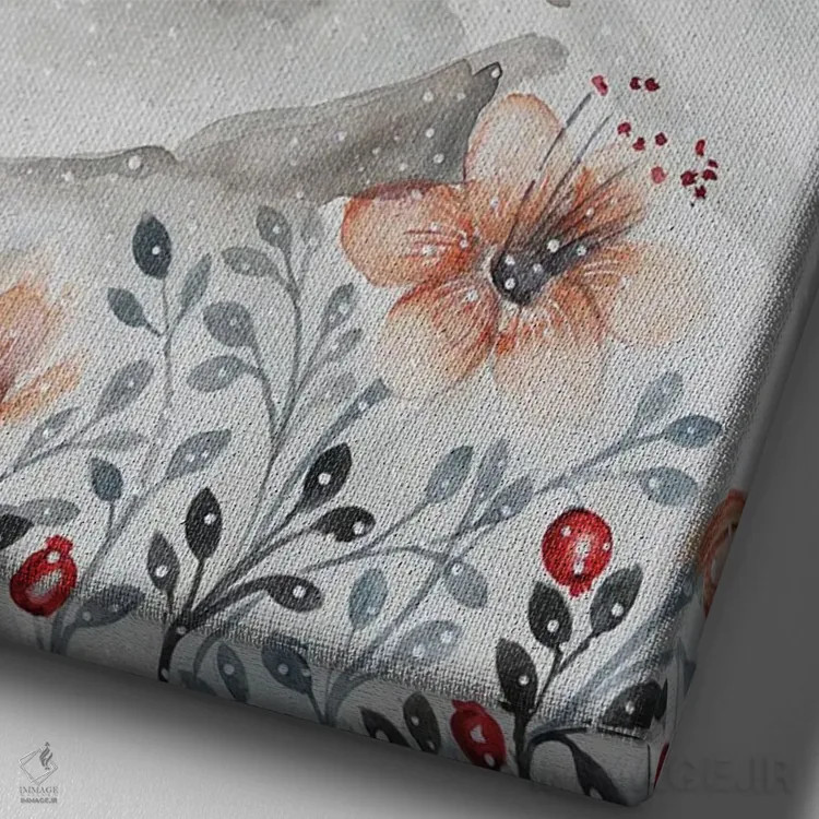 تابلو دکوراتیو گوزن روی کوه اثر اوگنیا اسمیرنوا - نمای نزدیک بافت بوم