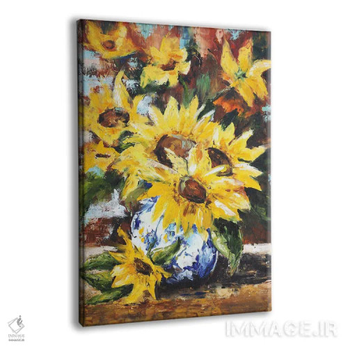 تابلو دکوراتیو آفتابگردان ها در گلدان اثر اوگنیا اسمیرنوا - نمای پرسپکتیو محصول