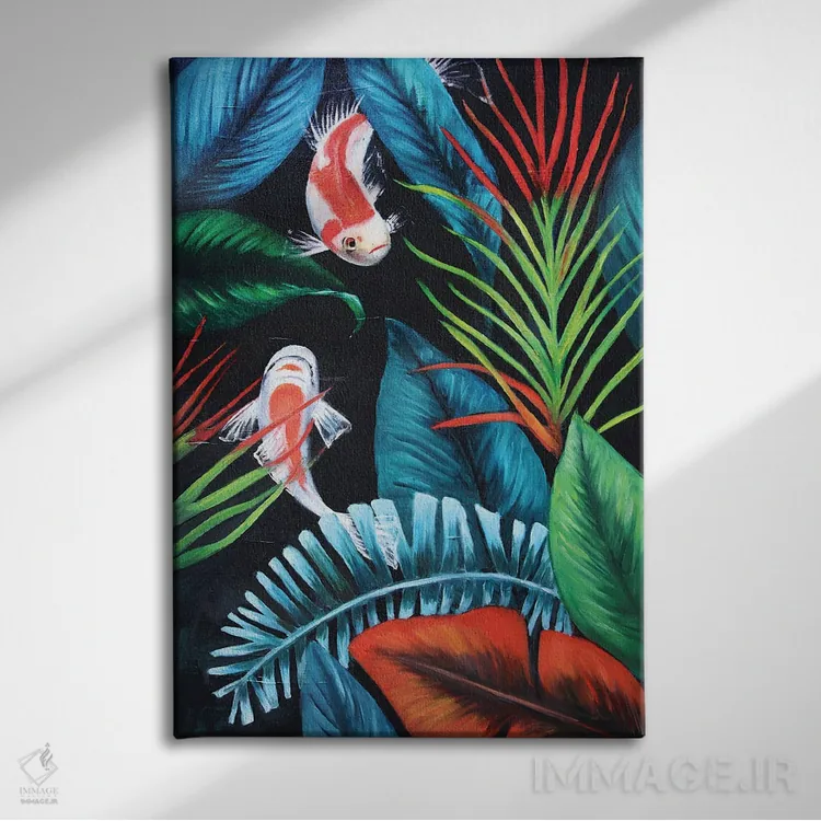 تابلو دکوراتیو در میان برگ ها اثر اوگنیا اسمیرنوا - نمای روبهرو روی دیوار