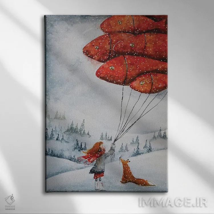 تابلو دکوراتیو بگذار برف ببارد اثر اوگنیا اسمیرنوا - نمای روبهرو روی دیوار