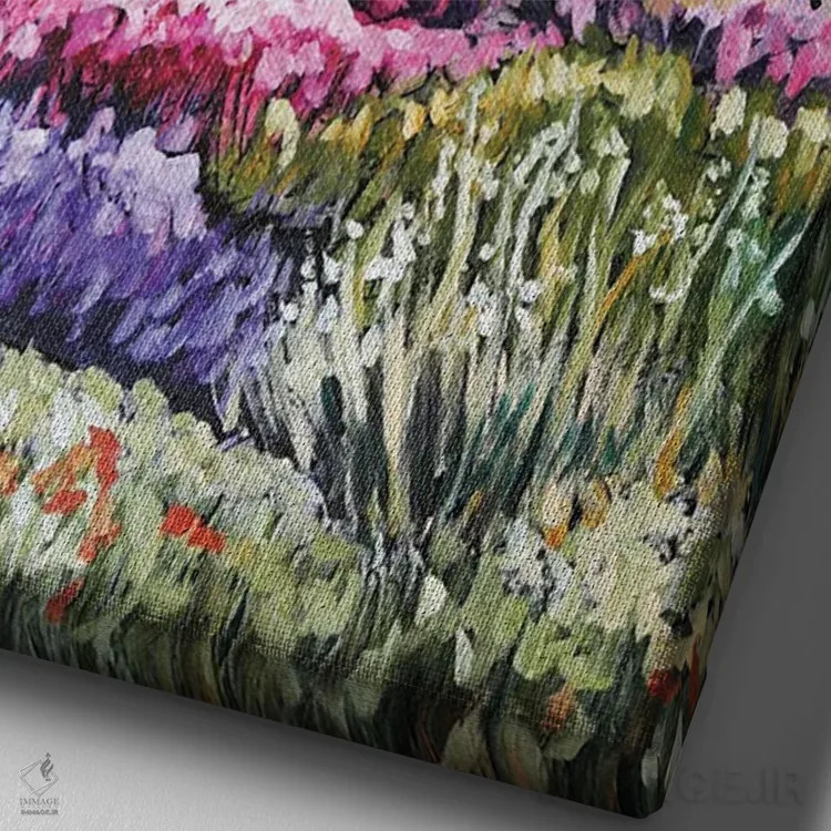 تابلو دکوراتیو مزرعه گل اثر اوگنیا اسمیرنوا - نمای نزدیک بافت بوم