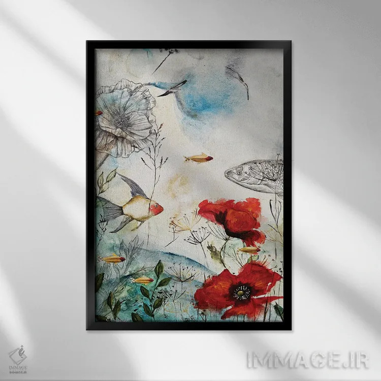 تابلو دکوراتیو گوش دادن به آواز باد اثر اوگنیا اسمیرنوا - نمای قابدار مشکی