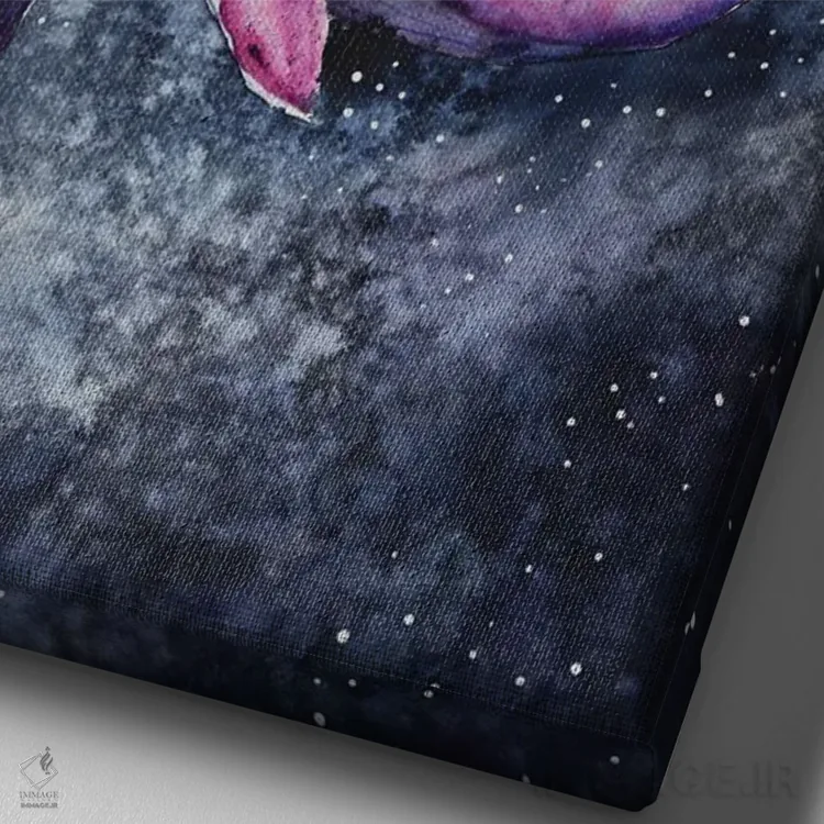 تابلو دکوراتیو نهنگ صورتی اثر اوگنیا اسمیرنوا - نمای نزدیک بافت بوم