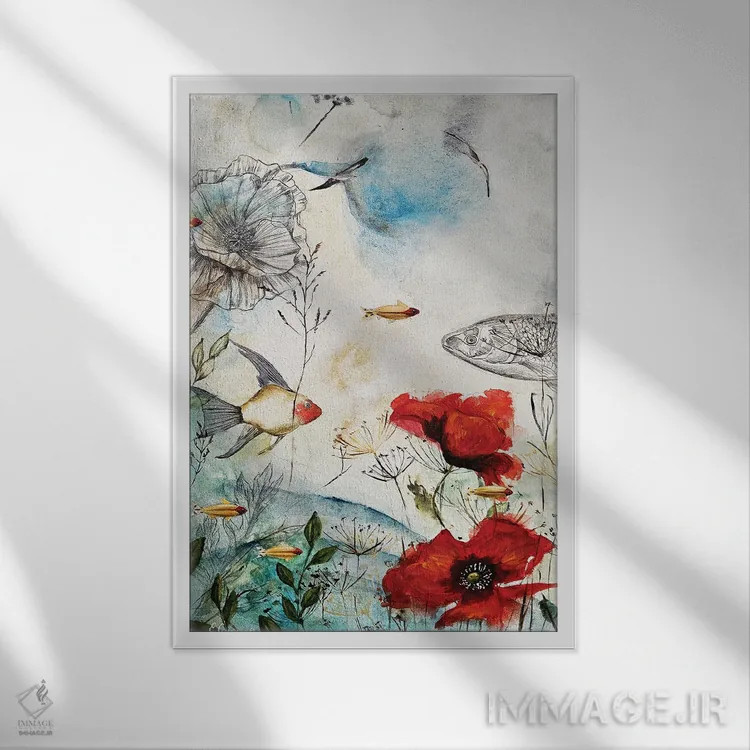 تابلو دکوراتیو گوش دادن به آواز باد اثر اوگنیا اسمیرنوا - نمای قابدار سفید