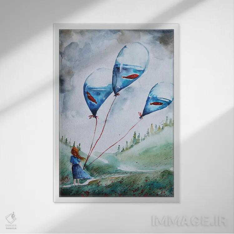 تابلو دکوراتیو روز بادخیز اثر اوگنیا اسمیرنوا - نمای قابدار سفید