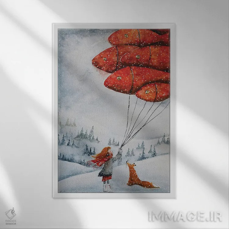 تابلو دکوراتیو بگذار برف ببارد اثر اوگنیا اسمیرنوا - نمای قابدار سفید