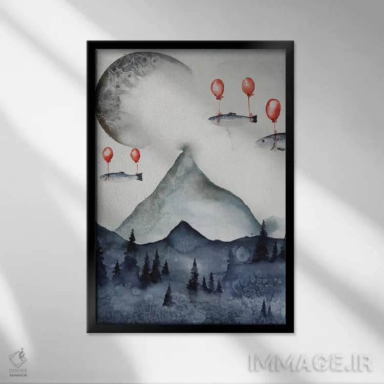 تابلو دکوراتیو کوه اثر اوگنیا اسمیرنوا - نمای قابدار مشکی