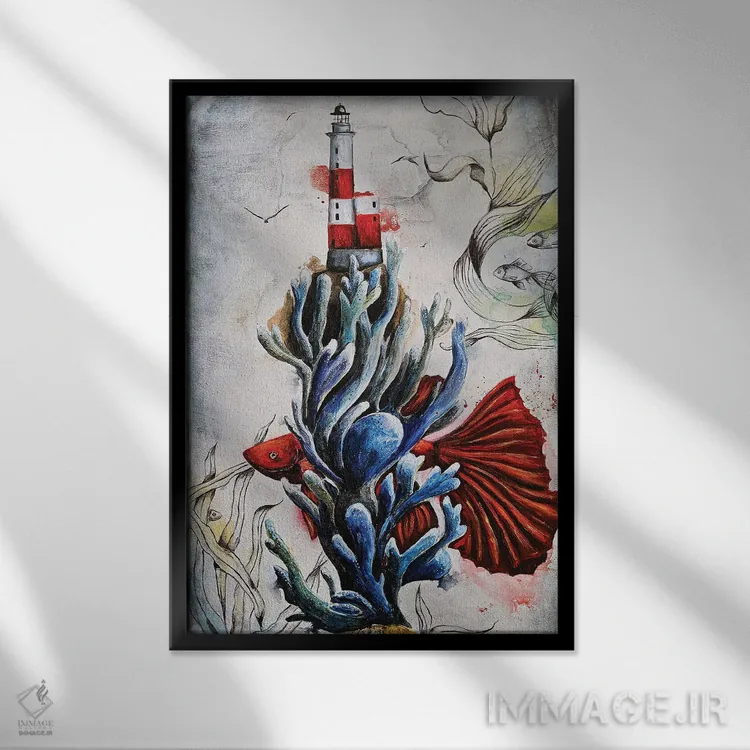 تابلو دکوراتیو در میان مرجان ها اثر اوگنیا اسمیرنوا - نمای قابدار مشکی