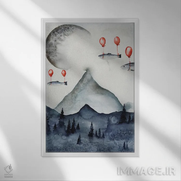 تابلو دکوراتیو کوه اثر اوگنیا اسمیرنوا - نمای قابدار سفید