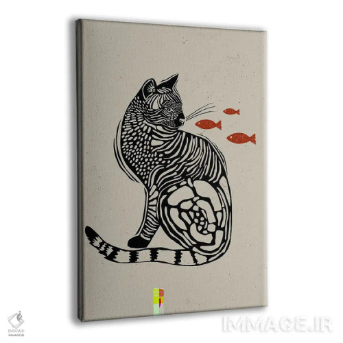 تابلو دکوراتیو گربه به سبک لینوکات اثر اوگنیا اسمیرنوا - نمای پرسپکتیو محصول